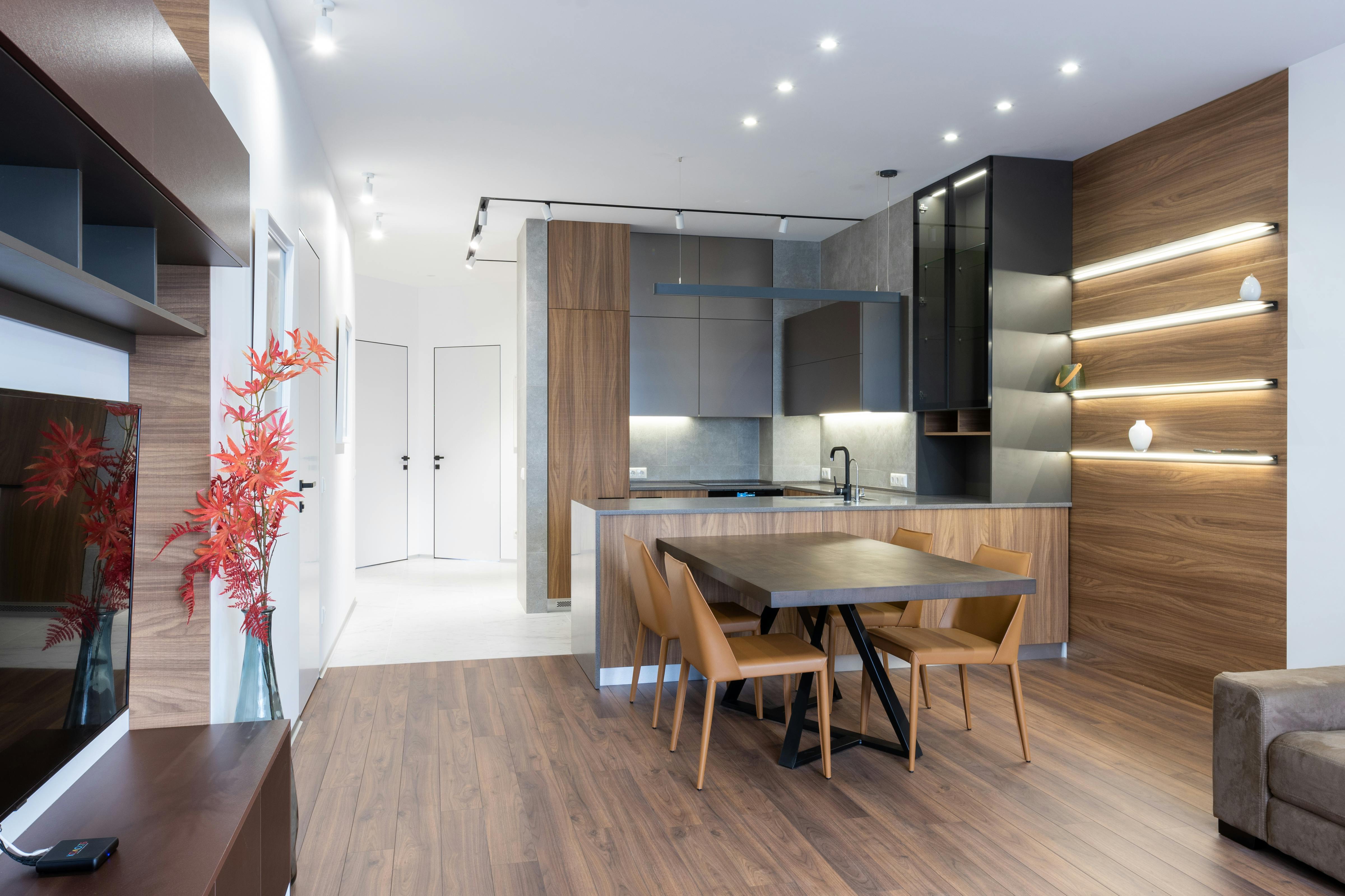 Cozy family dining space with art decor.